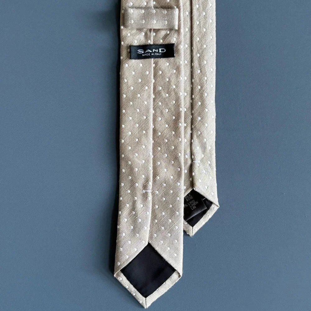 SAND Silk Linen Polka Dot  Mens Necktie | Length 60